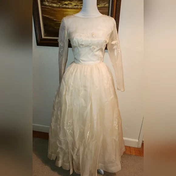 vintage embroidered wedding dress Vintage Wildflower Floral Wedding Dress with Cape main image 1